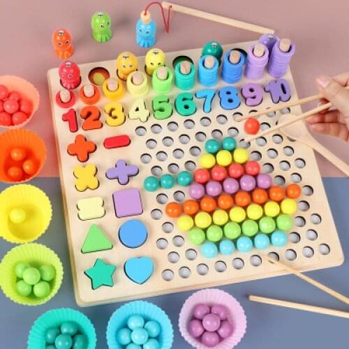 13 In 1 Multi-functional Fishing Matching Memory Chess Children Montessori Early Education Mathematics Teaching Aids Wooden Toys