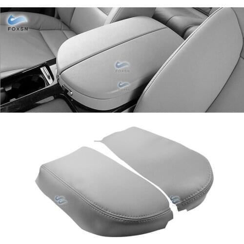 2pcs Gray For Acura MDX 2007 2008 2009 2010 2011 2012 2013 Microfiber Leather Center Console Armrest Box Cover Protection Trim