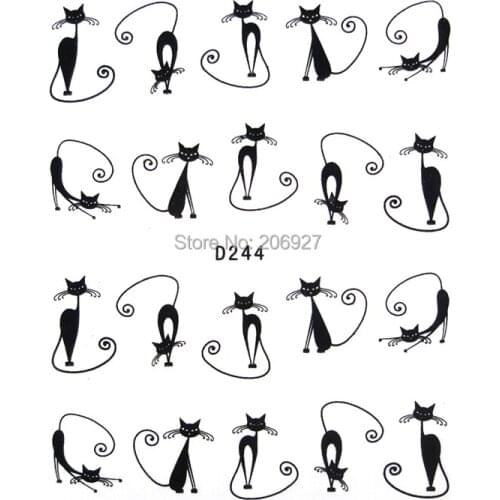 2PCS D244-BLACK Nail Art Water Decal Nail Water Transfer Sticker