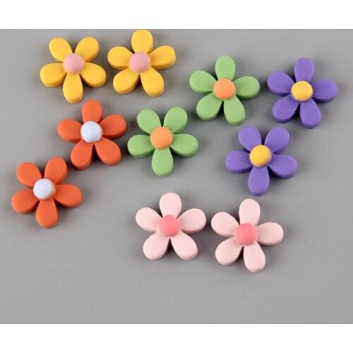 20PCS/lot 19mm Solid Colors Spring Flower Resin Cabochons Ornament Accessories Girls Hair jewelry Clip Pin Headband Decor