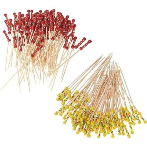 200Pcs Bamboo Fruit Sticks, Wooden Toothpicks for Party Tapas Nibbles Sandwich Canapes Appetiser Fruit Skewer BBQ