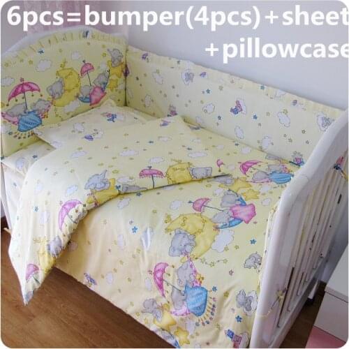 2017! 6PCS Baby Bedding Set Colorful Baby Bed Bumper cama infantil Cotton Cot Bedding (bumpers+sheet+pillow cover)