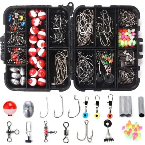 255Pcs/Box Fishing Tackle Kit Including Anti Tangle Sleeves Hook Stop Beads Boilie Bait Screw Rolling Swivel Snaps Accessories