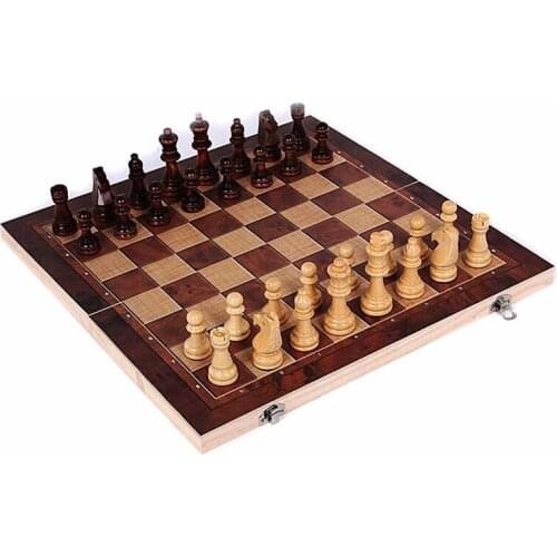 3 in 1 Wooden International Chess Set Board Travel Games Chess Backgammon Draughts Entertainment