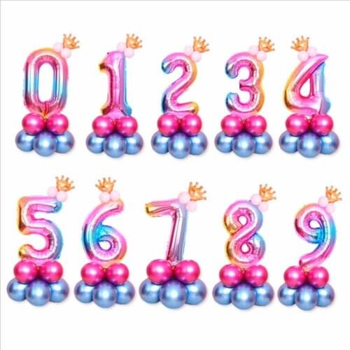 32 inch Foil Number Balloons Pearl Gold White Latex Balloon Stand Celebration Wedding Decorations Happy Birthday Party Supplies