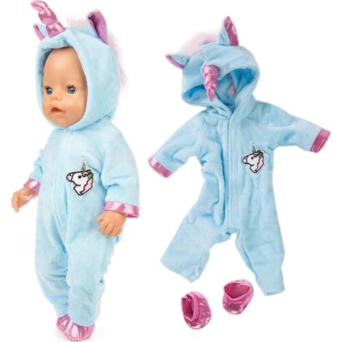 43cm Born Baby Doll Clothes Red Pink Unicorn 18 Inch Girl Doll Clothes Accessories for Baby Festival Birthday Gift