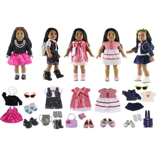 New Style 5 set Leisure handmade dress clothes outfit Princess skirt for 18 inch American Doll +Doll accessories