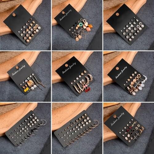 6 Pairs/Set Fashion Statement Vintage Gold Pendant Earrings Geometric Pearl Pendant Earrings Earrings For Women Jewelry 2020