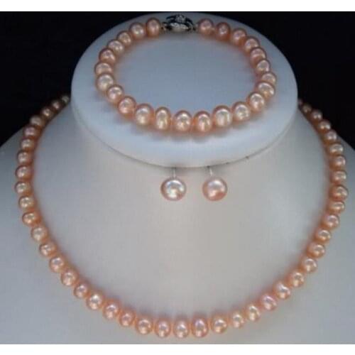 7-8mm rosa Akoya Perlenkette Armbandohrring Sets
