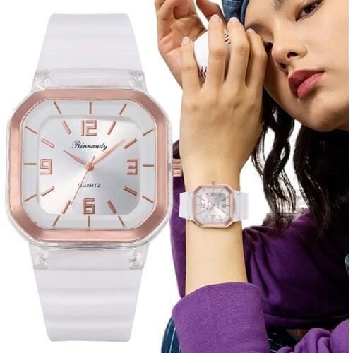 Simple Square White Watches Women Fashion Brand Casual Silicone Ladies Wristwatches 2021 Scale Digital Dial Female Quartz Clock
