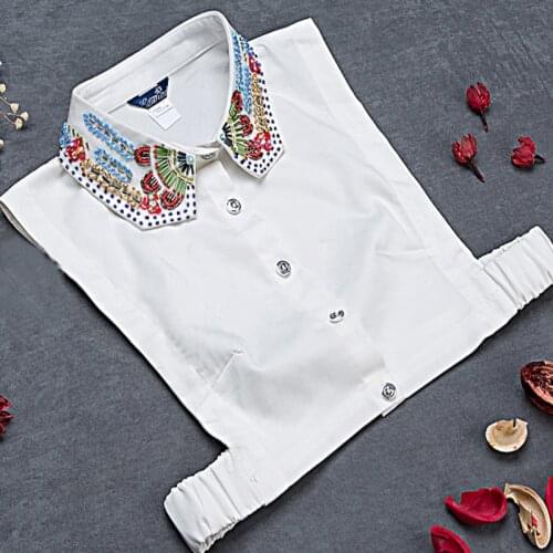 Blouse sweater decorative Ladies Handmade Pearls Bead Drill Beads complex elegant colored detachable Fake false white collar