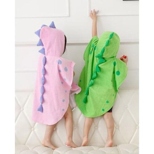 Hooded With Paw Dinosaur Ponchos Hooded Childrens Bath Towel Kids BeachTowel F3ME