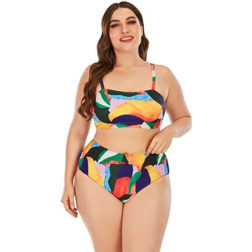 Plus-size swimsuit print high-waisted sexy bikini split ladies designer bikini 2 piece set women brazilian bikini