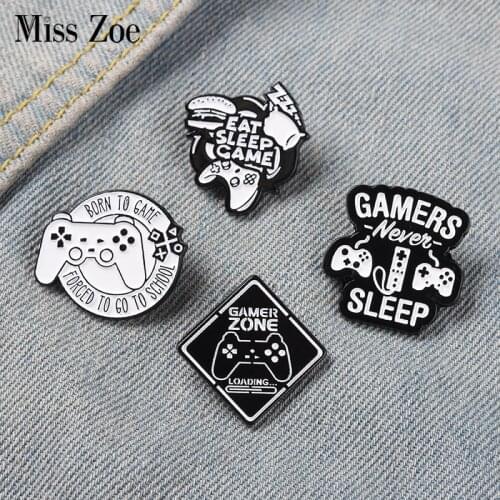 Gamer Enamel Pin Gaming Quote Brooches Video Game Player Teen Boys Hat Shirt Metal Badges Gift for Geeks-n-Gamers