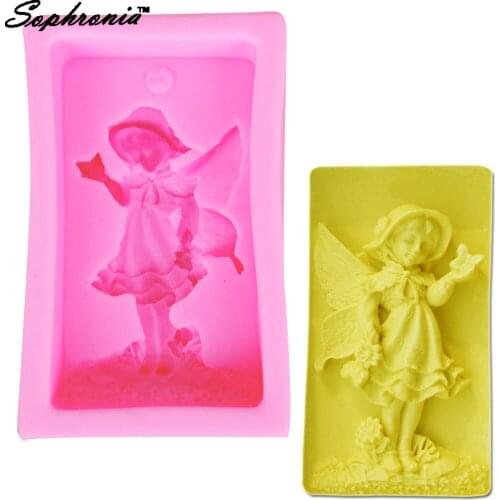 Sophronia S059 Beauty Angel GIRL Fairy Silicone Soap Mold Fondant Cake Decorating Tools Chocolate Clay Candy Mold11.5*6.7*3.5CM