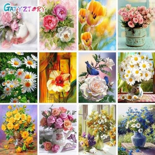 GATYZTORY Full Square/Round Diamond Painting Flower 5D DIY Diamond Embroidery Mosaic Art Kits Unique Gift Home Decoration