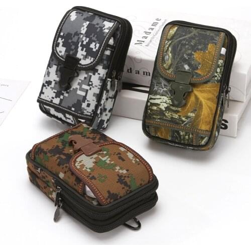 Canvas Multifunctional Waist bag Universal Army Camo Canvas Waist Packs Wear belt Phone Bag for iPhone Models Coin Purse Pocket