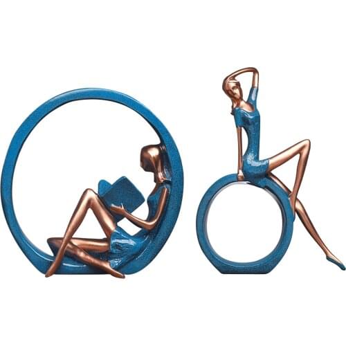 Resin Girl Figure Reading Book/Yoga Pose Statue Living Room TV Cabinet Decoration Ornaments Home Decor Figurines Gifts Artware