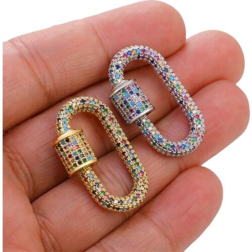 JUYA 5 Pcs Cubic Zirconia Spiral Screw Clasps For Jewelry Making Luxury Hooks Connectors Handmade Jewelry Findings Accessories