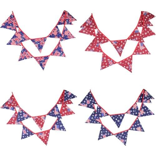 Red Blue 3.2m Two-sided America Britain National Flag Banner Pennant Garland Bunting Business Party Exchange Meeting Decor