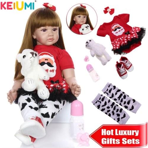 KEIUMI New Reborn Dolls Babies 60cm Lifelike Princess Long Hair Boneca Reborns DIY Toy For Kids Birthday Christams Surprise