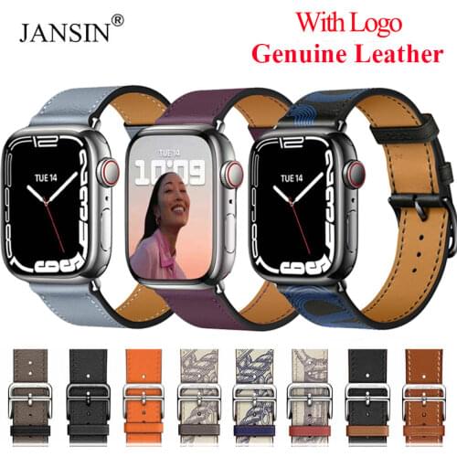 100% Genuine Cow Leather loop Bracelet for Apple Watch Band 6 SE 5 4 42MM 38MM 44MM 40MM Leather Strap for iWatch 6 5 Wristband