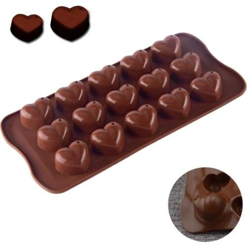 Love Heart Silicone Mold 15 Chocolate Molds Fondant Patisserie Candy Bar Mould Cake Mode Decoration Kitchen Baking Accessories