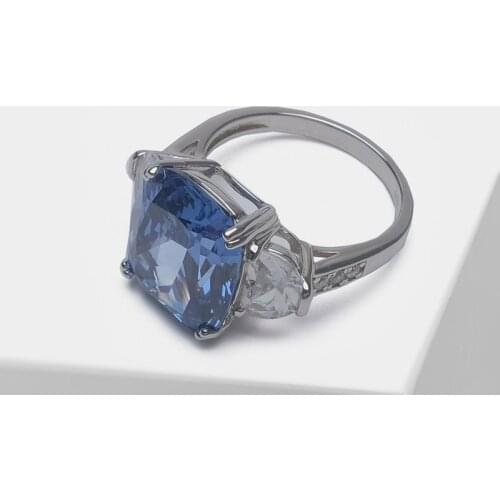 Amorita boutique 925 silver blue square design fashion shiny ring