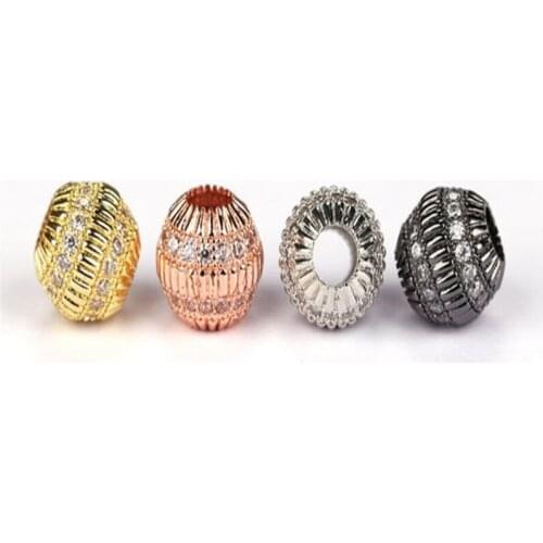 Fashion Drum barrel spacer beads Micro Pave Beads CZ Bead Clear Cubic Zircon beads Unisex Men Bracelet Charms