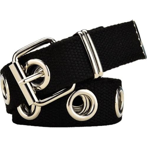 Fashion Women Waist Belt Ladies Single Double or Rivet Grommet Belt Punk Waist Belt with Chain Detachable 2 Hole Belt
