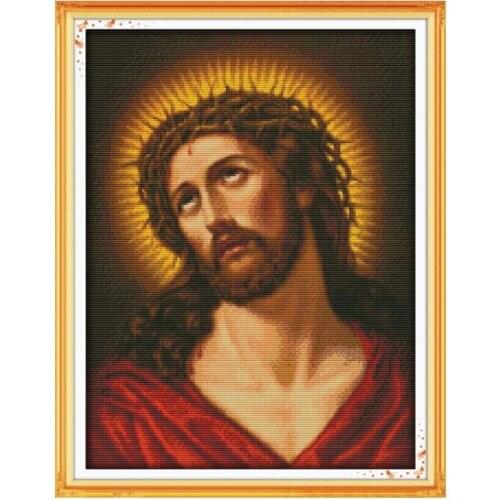 Jesus Character 11CT 14CT India Cross Stitch Kit Thorn Crown Jesus Christ Amon Religion DIY Embroidery Decoration