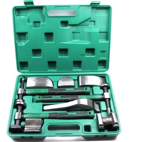 9PCS Set Sheet Metal Concave Repair Tools Auto Sheet Metal Hammer Set Flat Head Sheet Metal Tool Horn Car Dent Repair Tool