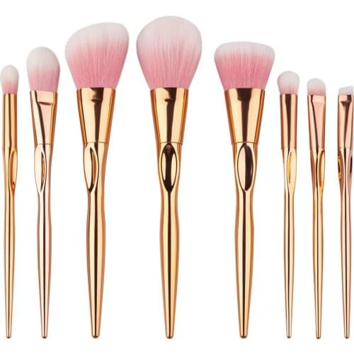 8 pcs/set Rose Gold Makeup Brushes Set Soft Synthetic Hair Make Up Brushes Cosmetic Eyebrow Powder Foundation Brush Kits Tools