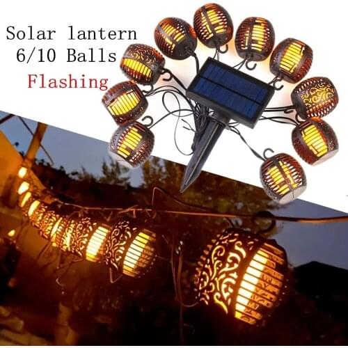 Outdoor solar garden light Hollowed Out Shadow Lantern Hanging Hollow solar powered lamp Waterproof Landscape Solar Lamp Garden