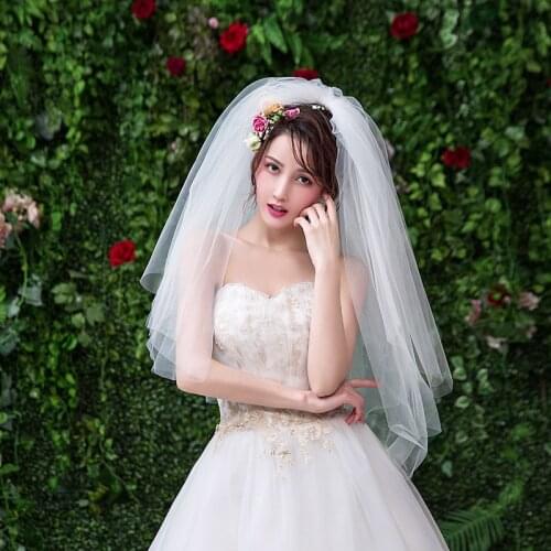 GBCNYIER Cheap Lace short veil bridal wedding veil wedding wedding accessories 2 layer I