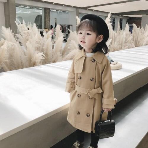 2021 Autumn girls jackets fashion childrens clothing girls double-breasted windbreaker girls jackets girls windbreaker children
