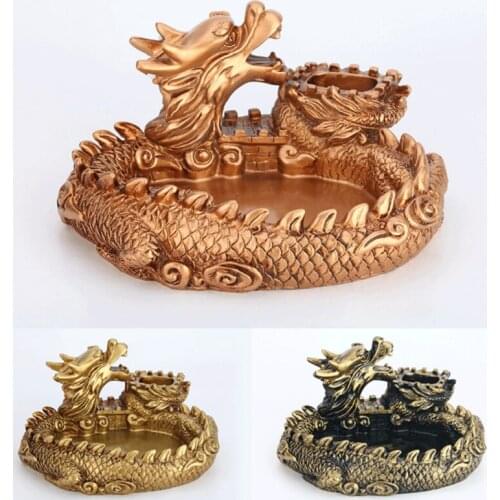 Dragon Ashtray Creative Personality Retro Resin Portable Ashtray Home Decoration Office Desk Accessories Gift for Boyfriend