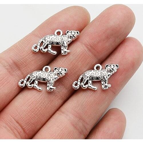 20pcs/lot--12x23mm,Leopard Charm Animals Forest Charms ,Antique Silver Plated Pendant,DIY Jewellery Making Finding Supplies