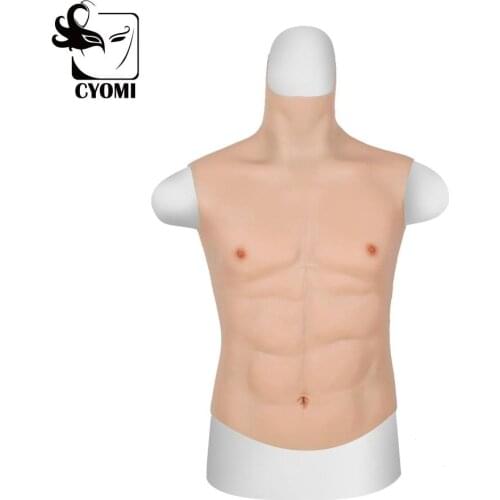 CYOMI High Collar Fake Chest Muscle Belly Macho Realistic Silicone Man Artificial Simulation Muscles Version for Crossdress