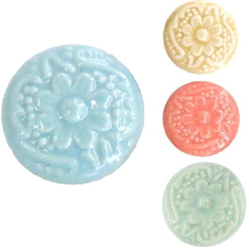 Retro Embossed Flower Ceramic Single Hole Drawer Pull Kitchen Door Wardrobe Handles Hardware Furniture Spherical Handles