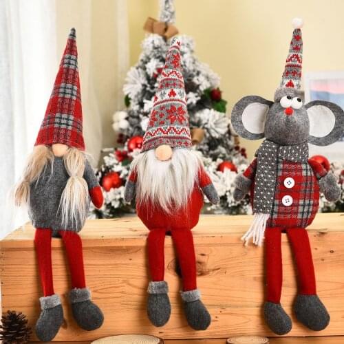 Christmas decoration faceless Santa Claus pendant red grey forest man Christmas sitting cloth art figure