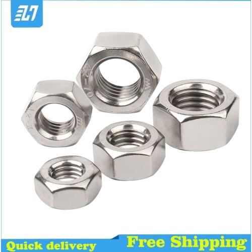 Hex Hexagon Nut Metric Thread 304 Stainless Steel M1M1.2M1.4M1.6M2M2.5M3M3.5M4M5M6M8M10M12M14M16M18M20M22M24M27M30M33