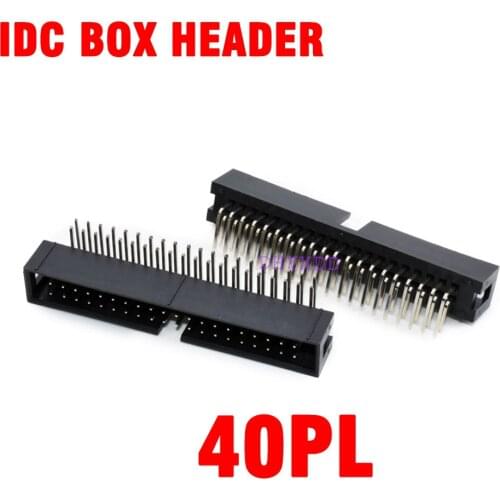 10Pcs DC3 2x20 Pin 40 Pin 2.54mm ISP Right Angle Male Double-Spaced Pin Male IDC JTAG Socket Box Header Connector