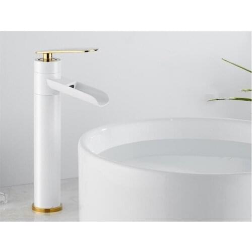 Vidric Basin Faucets Waterfall Bathroom Faucet Single handle Basin Mixer Tap Bath Black gold white Faucet Brass Sink Water Crane