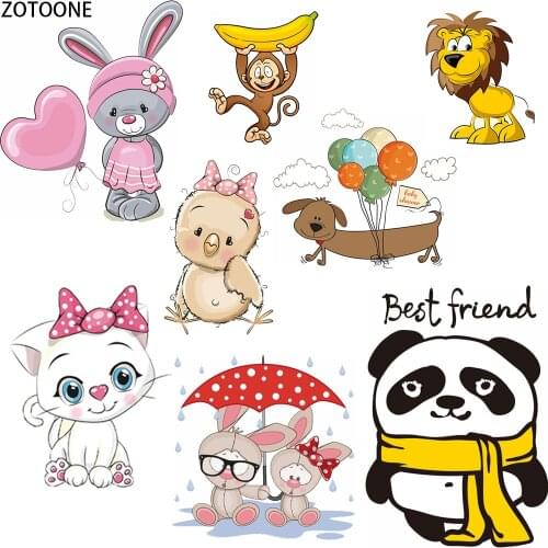 ZOTOONE Lovely Cartoon Animals Iron on Transfer Patches Application Thermo Stickers on Clothes DIY Heat Washable Fusible Patch E