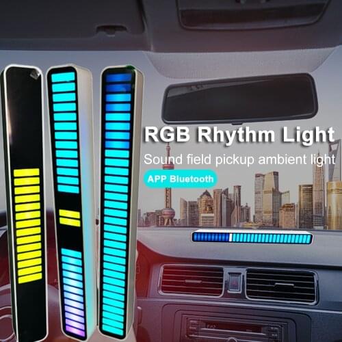 WS2812B IC Car Pickup Rhythm Light RGB Voice-Activated Music Atmosphere USB Lamp Bluetooth APP Control 18 Colors Home Decoration