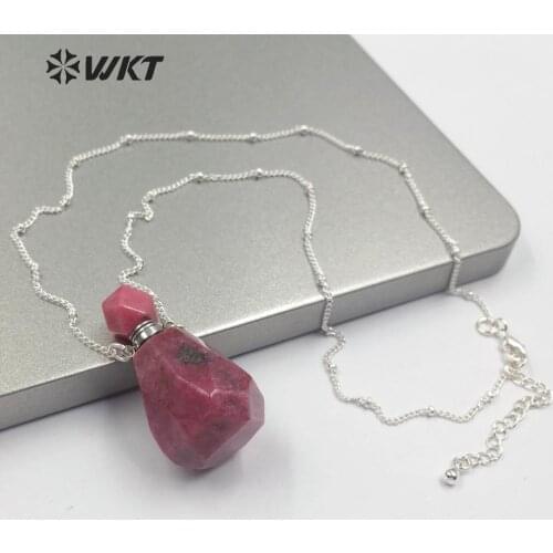 WT-N1172 double hoops bottle Necklace natural stone perfume bottle Pendant Necklace women birthday Jewelry Necklace 2019 new