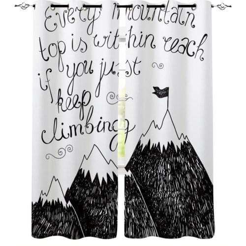 Mountain Climbing Hand Drawn Letters Curtains for Living Room Bedroom Modern Home Decoration Window Curtain Kids Room Supplies