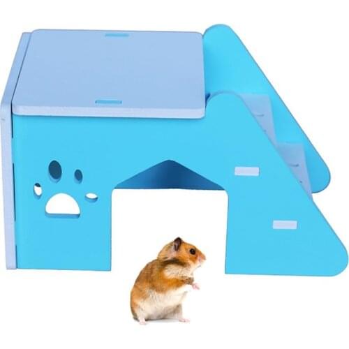 1pc Wooden Hamster Hideout Double Layer Cute Small Pet House Hamster Climbing Toy Pet Cage Hamster For Guinea Pig Small Pet