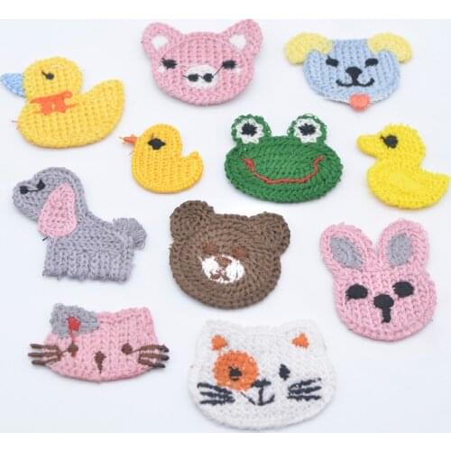 10Pcs Kawaii Cartoon Animals Wool Appliques for Childrens Clothes Hat Shoes Headwear Accessories DIY Hair Clips Earing Decor